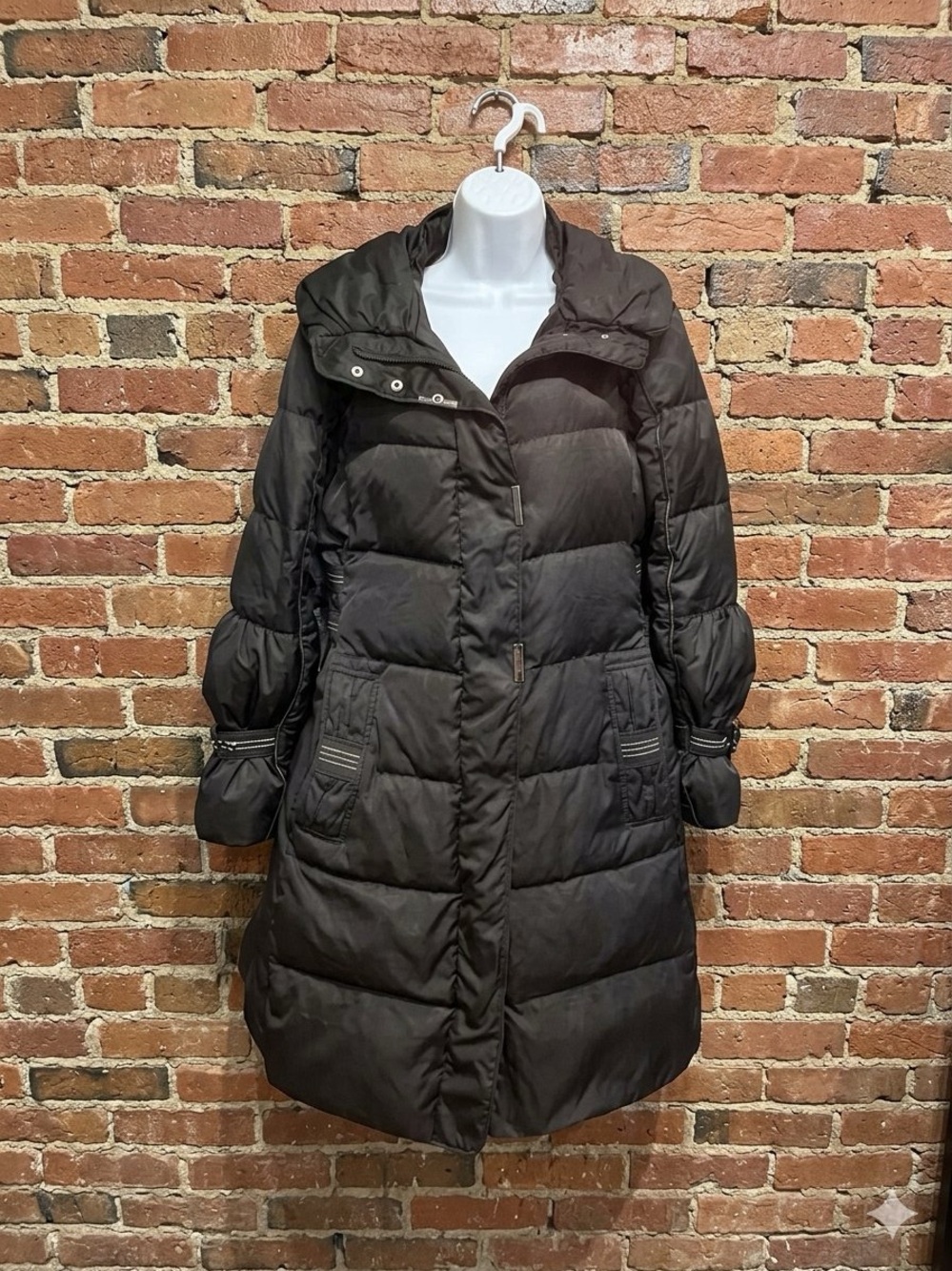 Adrienne Vittadini Black Mid-Length Puffer Coat Size L